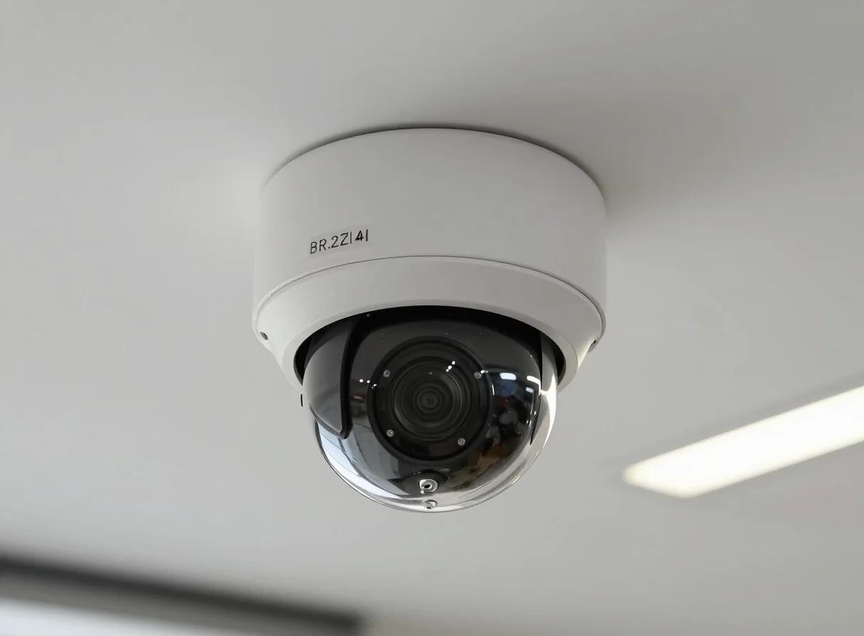 Câmera dome instalada no teto de estabelecimento comercial em São Vicente